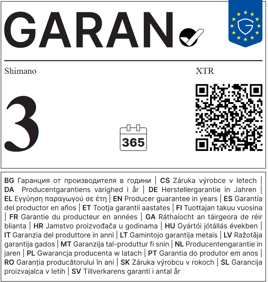 Garantie commerciale de durabilit&eacute; Shimano XTR